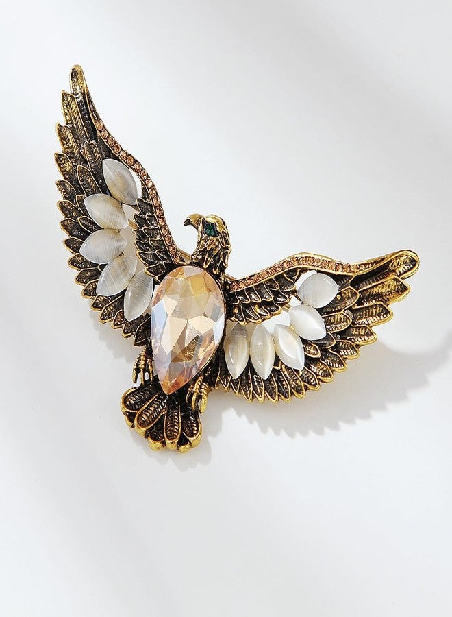 MXUHUI Eagle Bird Brooches Pin for Women/Men Fashion Crystal Animal Brooch Jewelry (Gold) - Image 2